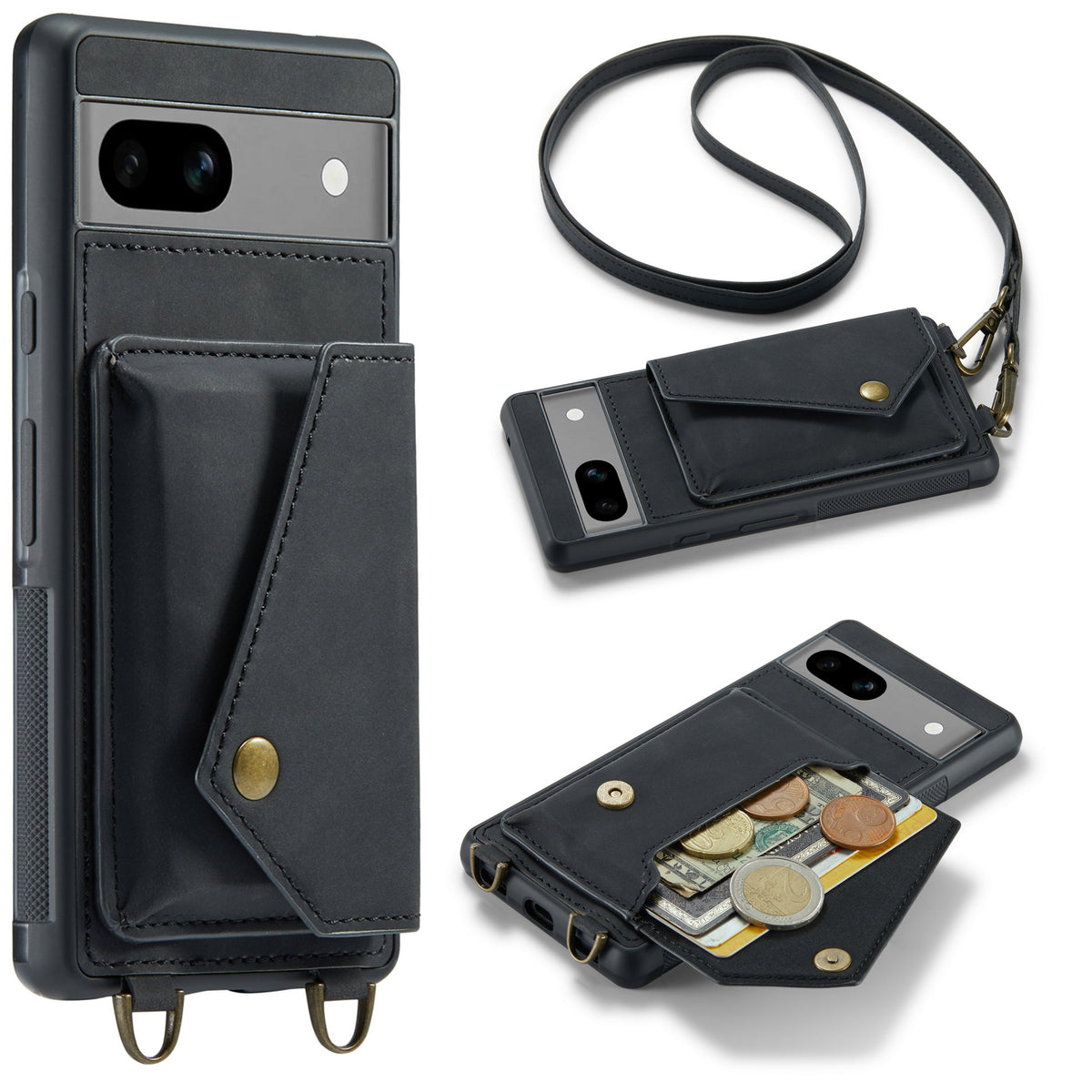 Google Pixel 8 Pro Case - Charcoal Gray - Luxury Back Cover with Phone Strap