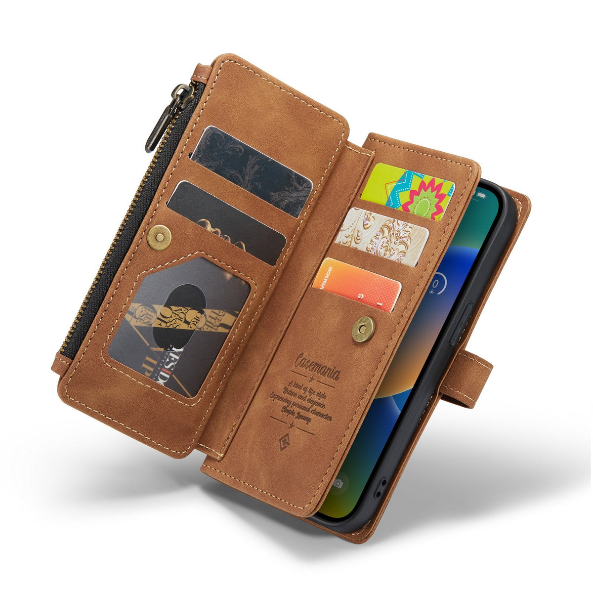 Apple iPhone 7 Hoesje - Sienna Brown - Luxe Bookcase met Rits