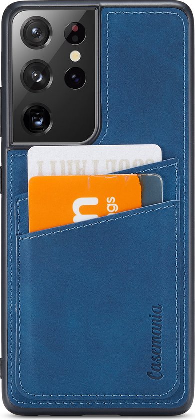 Samsung Galaxy S21 Ultra Hoesje - Navy Blue - Back Cover met Pasjeshouder