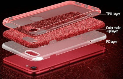 Samsung Galaxy A7 2018 Hoesje - Siliconen Glitter Back Cover - Blauw Back Cover