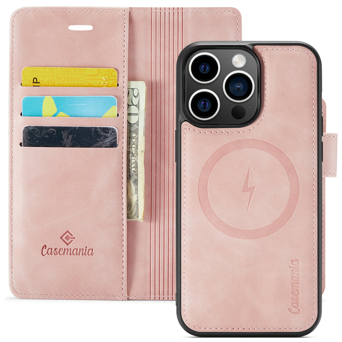 Apple iPhone 15 Pro Max Hoesje - Pale Pink - 2 in 1 MagSafe Bookcase