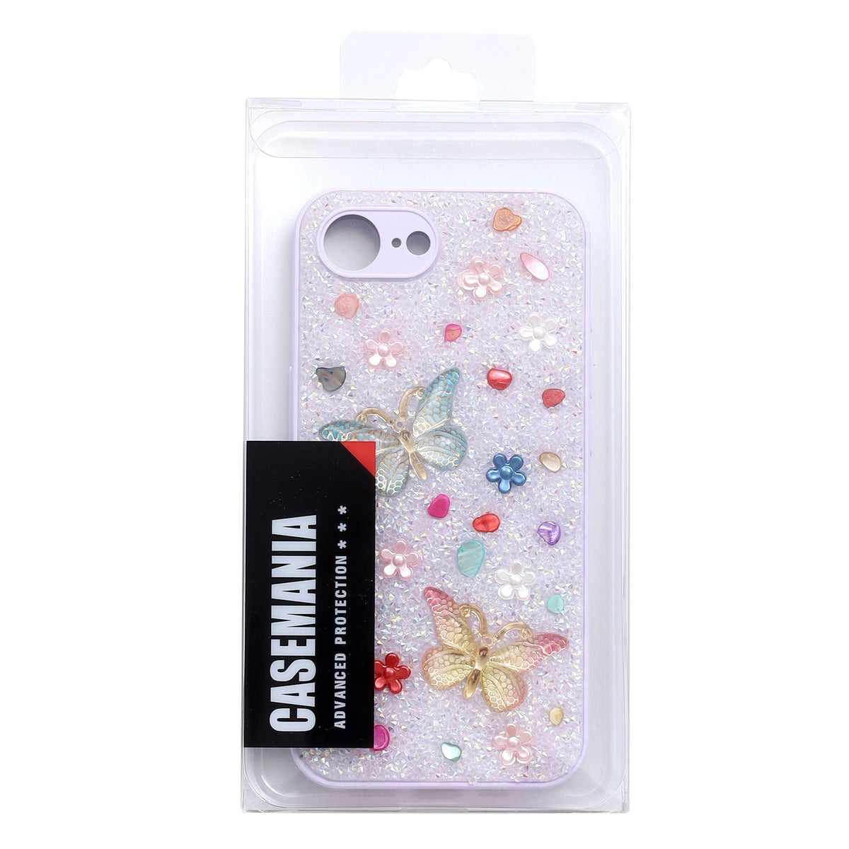 Apple iPhone 16e Hoesje - Paars - Vlinder Diamant Glitter Back Cover