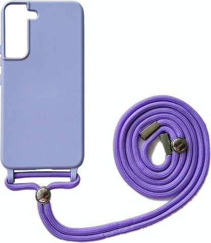 Samsung Galaxy S22 Plus Hoesje - Paars - Siliconen Back Cover met Telefoonkoord