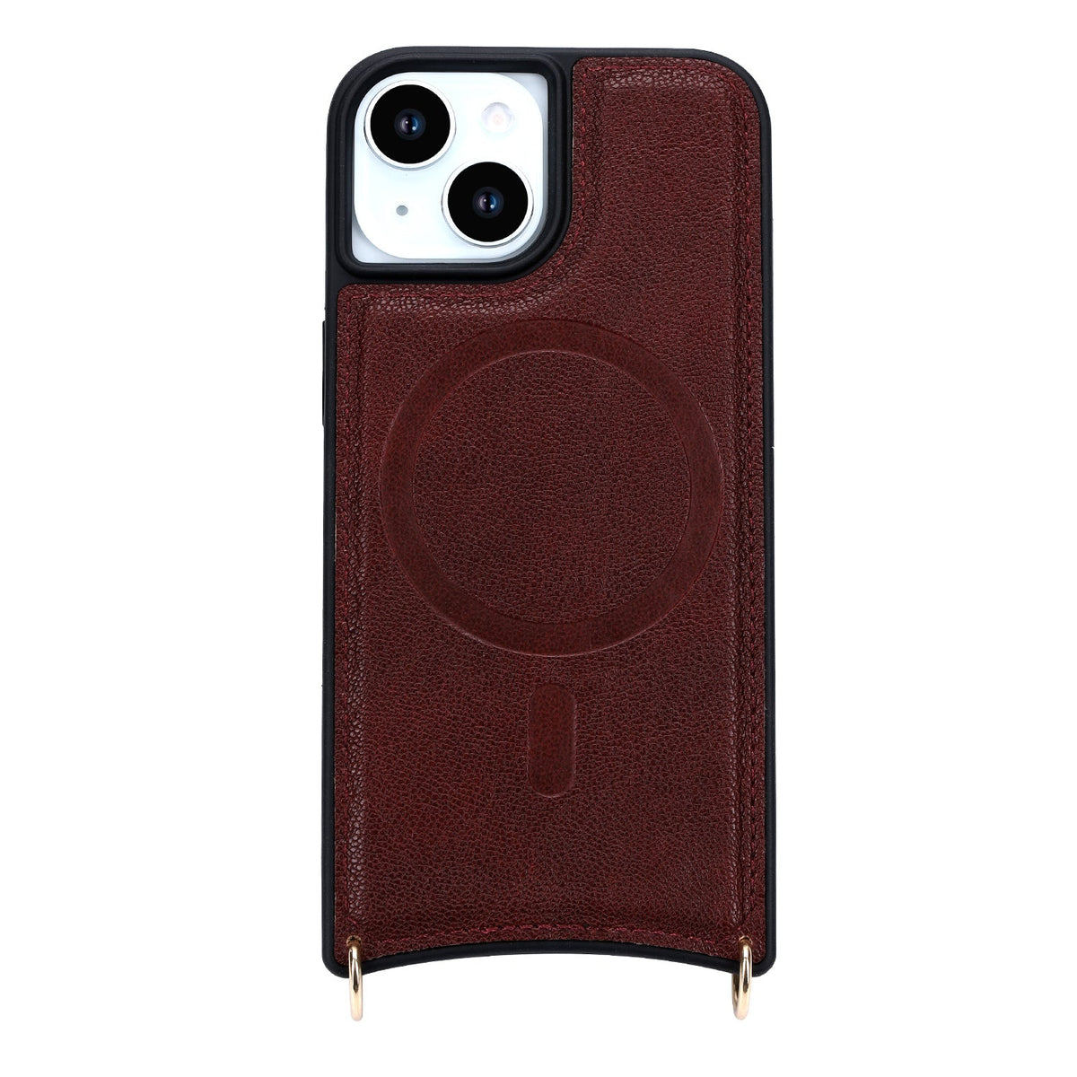Apple iPhone 14 Hoesje - Wijn Rood - CM Amsterdam Back Cover met Telefoonkoord