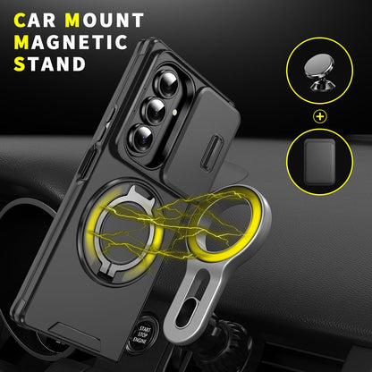 Samsung Galaxy Z Fold 7 Hoesje - Zwart - Siliconen Camera Ringstand Back Cover