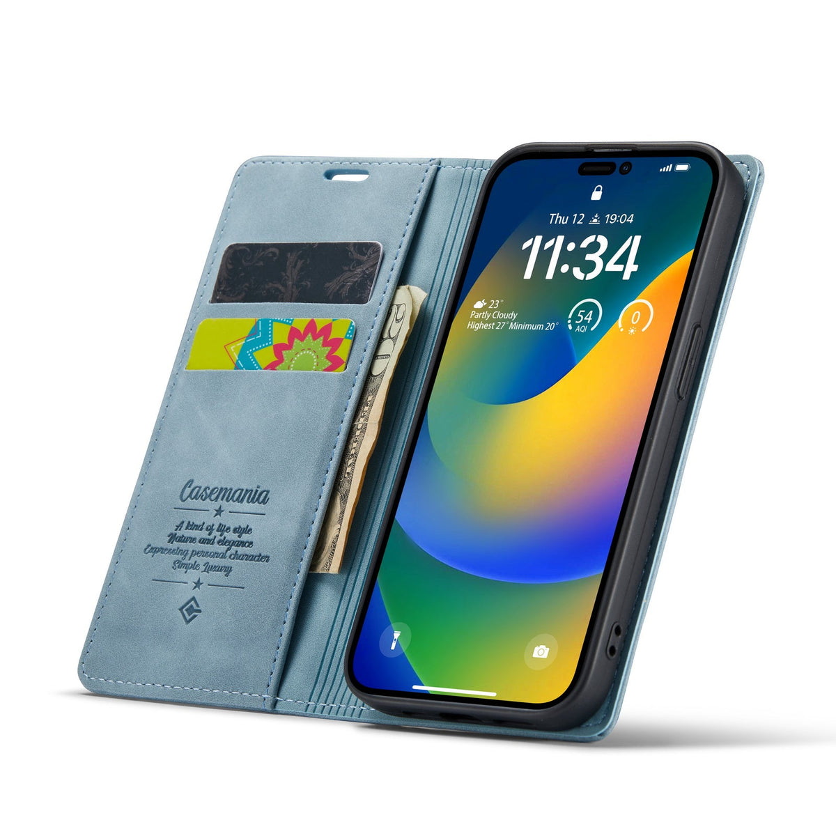 Apple iPhone 15 Pro Max Hoesje - Aqua Blue - Dunne Bookcase