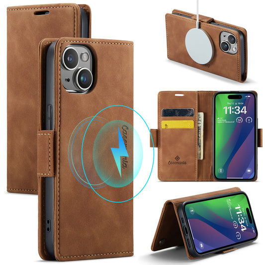 Apple iPhone 15 Plus Hoesje - Sienna Brown - Portemonnee MagSafe Bookcase