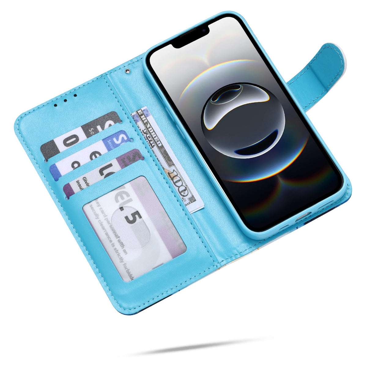 Samsung Galaxy A36 Hoesje - Blauw - Marmer Portemonnee Bookcase