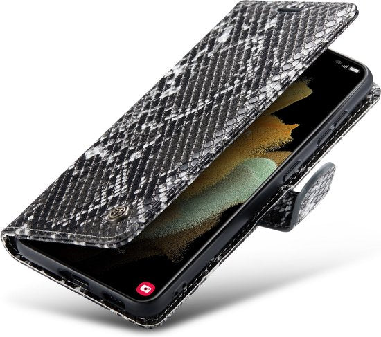 Samsung Galaxy S21 Hoesje - Zwart - Snake Bookcase