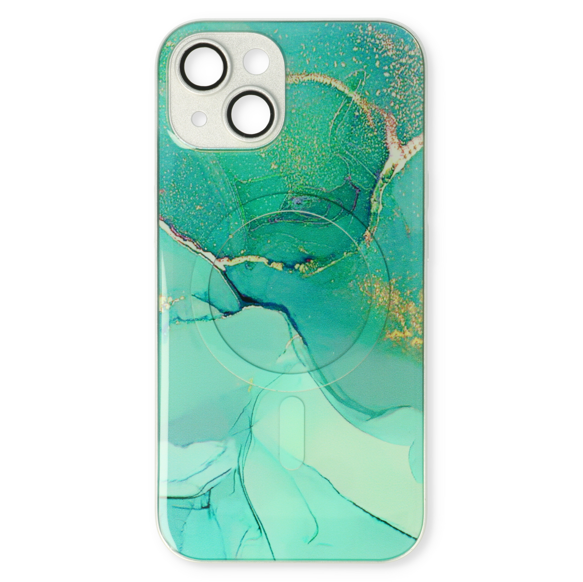 Apple iPhone 13 Hülle - Blau - Silikon-Marmor-MagSafe-Backcover