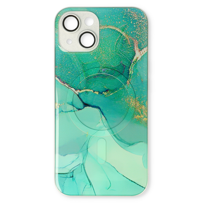 Apple iPhone 13 Hülle - Blau - Silikon-Marmor-MagSafe-Backcover