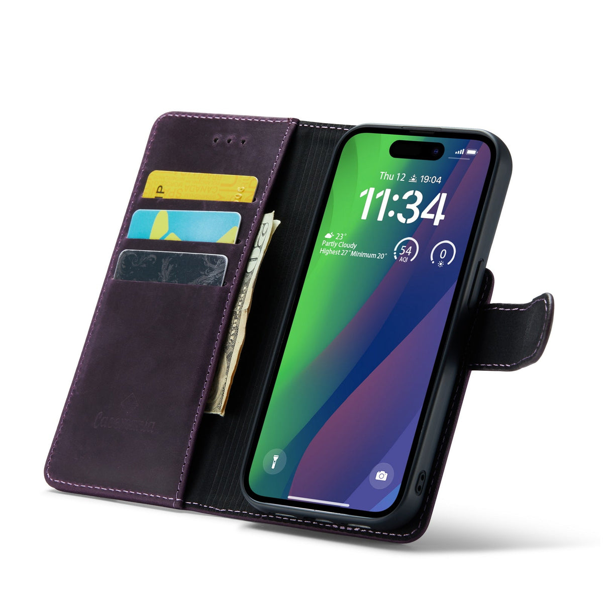 iPhone 15 Hoesje - Dark Purple - 2 in 1 MagSafe Bookcase