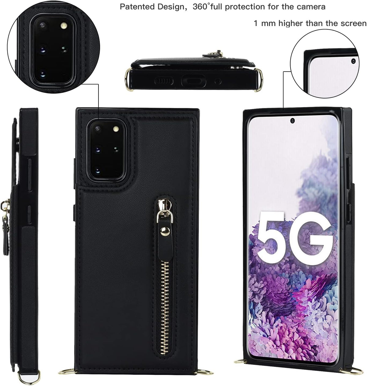 Samsung Galaxy S20 FE Hoesje - Zwart - Luxe Back Cover met Telefoonkoord en Rits