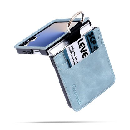 Samsung Galaxy Z Flip 7 Hoesje - Aqua Blue - Ring Kickstand Back Cover
