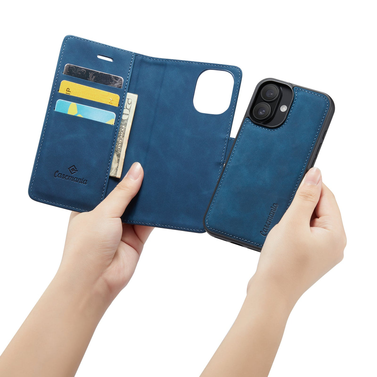 Apple iPhone 16 Case - Navy Blue - 2-in-1 Wallet Case