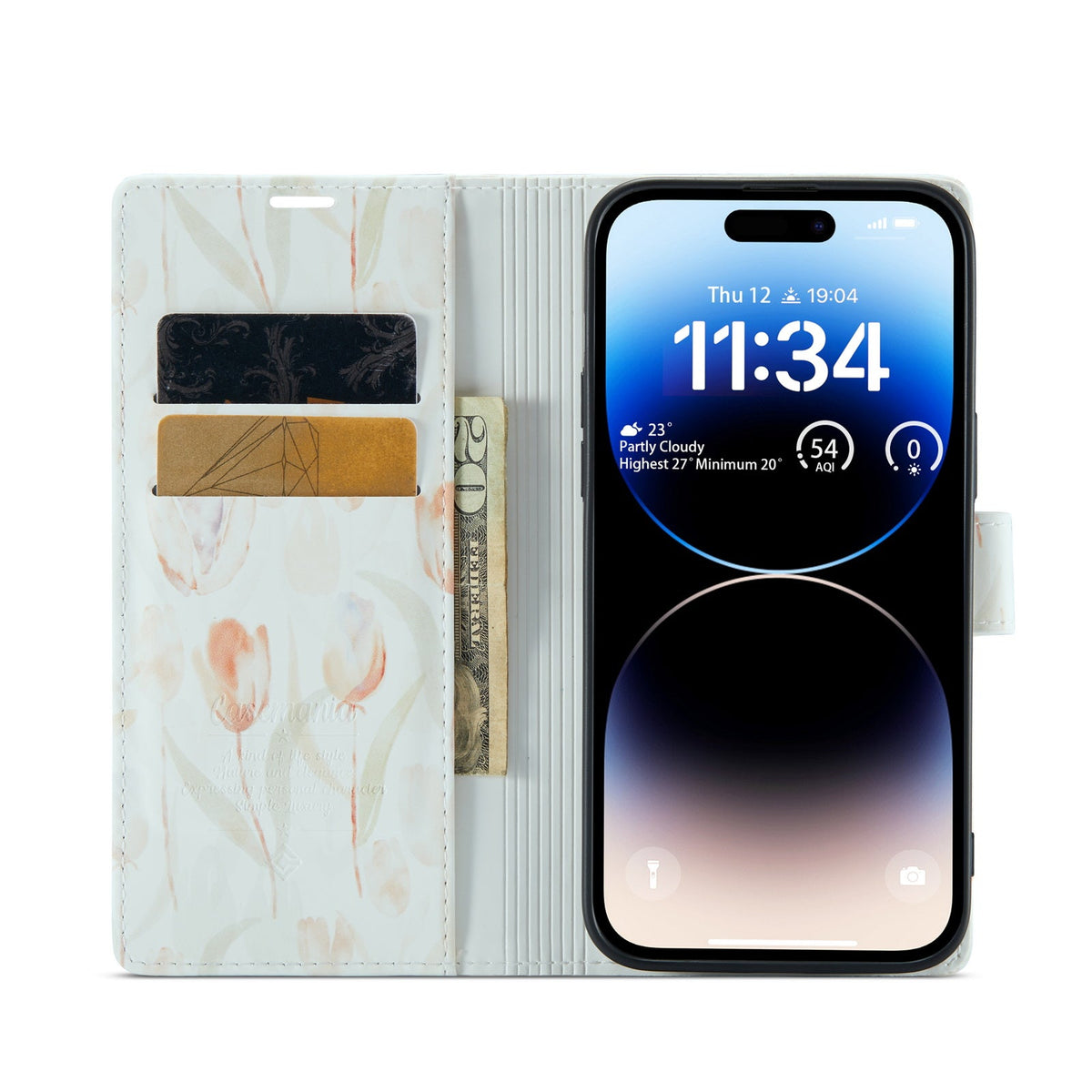 Apple iPhone 14 Pro Hoesje - Tulpen - Print Bookcase