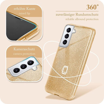 Samsung Galaxy S23 Plus Hoesje - Goud - Glitter Back Cover