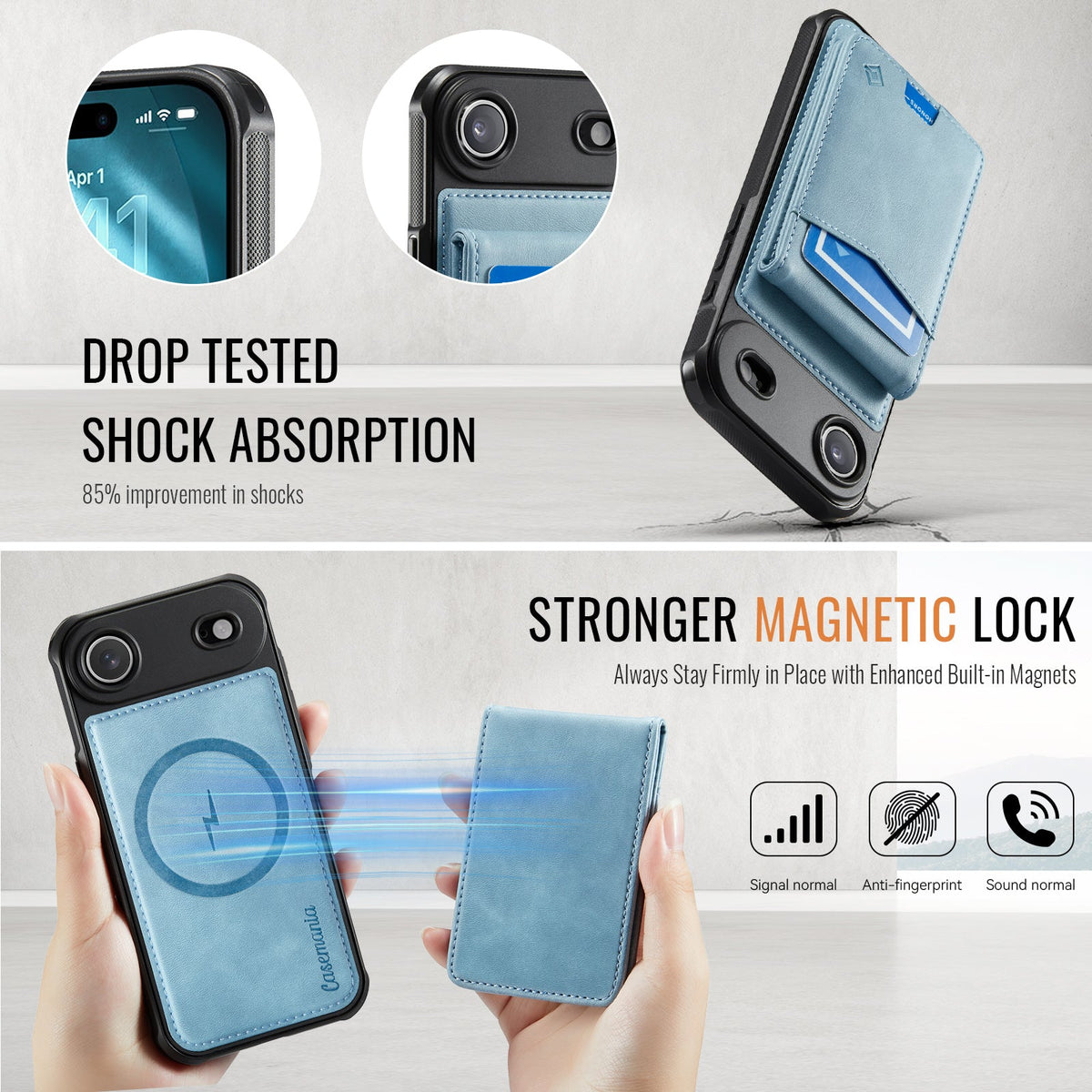 Apple iPhone Air Hoesje - Aqua Blue - MagSafe Back Cover met Pasjeshouder