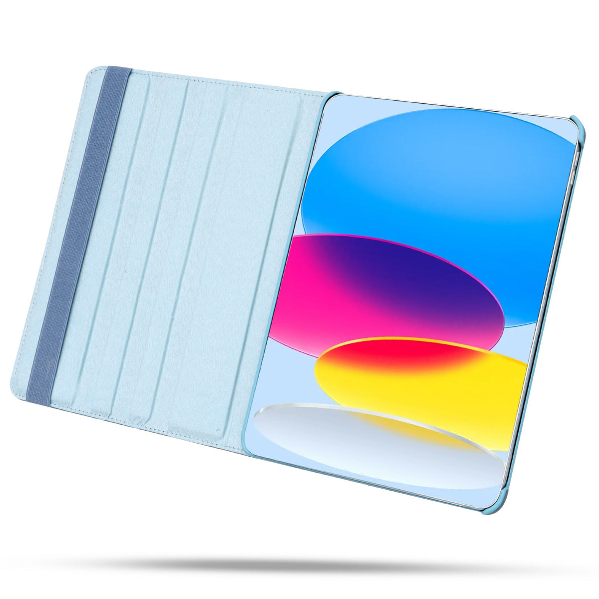 iPad A16 Tablet Case - Aqua Blue - Rotating Folio Case