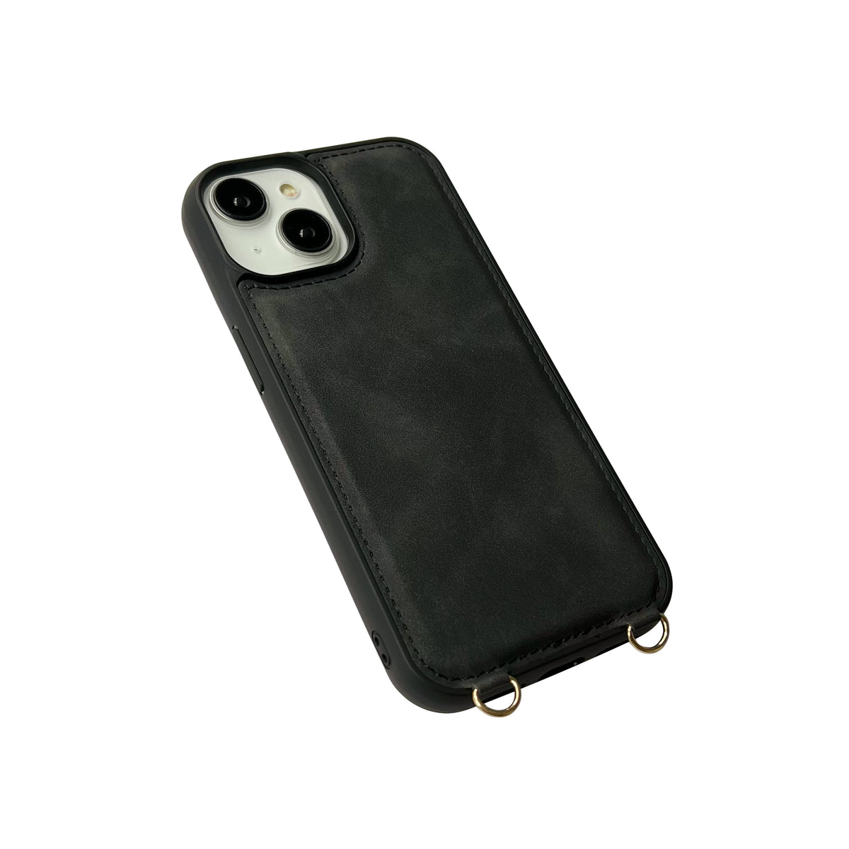Apple iPhone 16 Plus Hoesje - Charcoal Gray - Back Cover met Uitschuifbare Pasjeshouder en Telefoonkoord