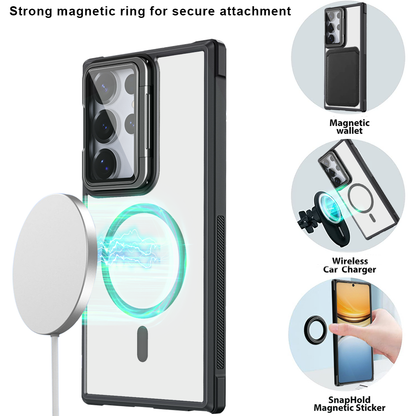 Samsung Galaxy S26 Ultra Hoesje - Donker Blauw - MagSafe Back Cover met Camera Frame Kickstand