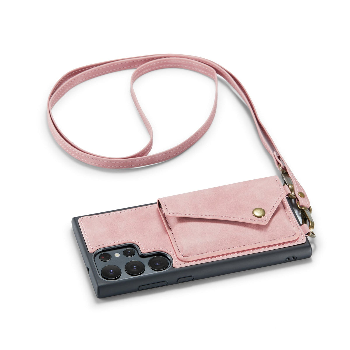 Samsung Galaxy S23 Ultra Case - Pale Pink - Luxury Back Cover with Phone Strap