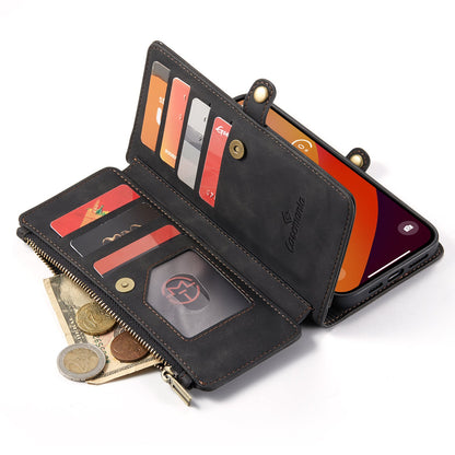Apple iPhone 15 Pro Max Hoesje - Charcoal Gray - Luxe MagSafe Bookcase met Rits en Telefoonkoord