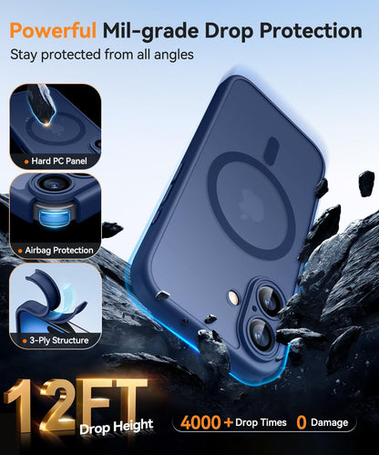 Apple iPhone 16 Plus Case - Dark Blue - Matte Armor MagSafe Back Cover