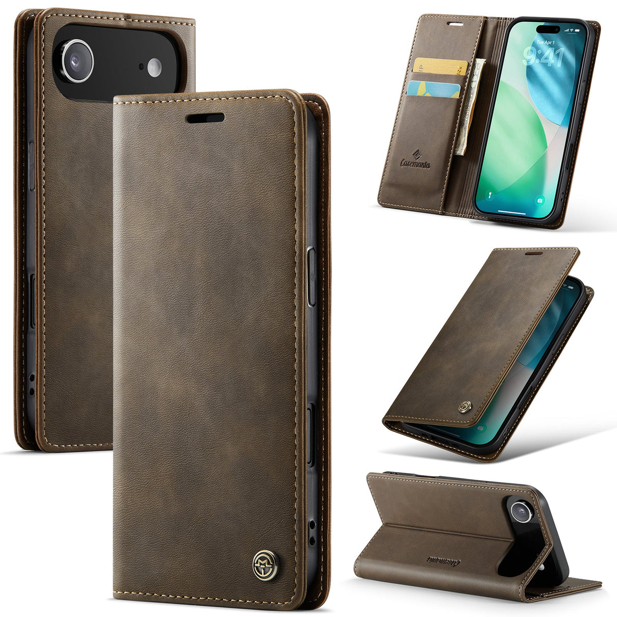 Apple iPhone Air Hoesje - Cedar Brown - Kunstleer Portemonnee Bookcase