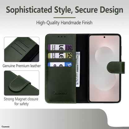 Samsung Galaxy S26 Hoesje - Onyx Black - Echt Leren 2 in 1 MagSafe Bookcase