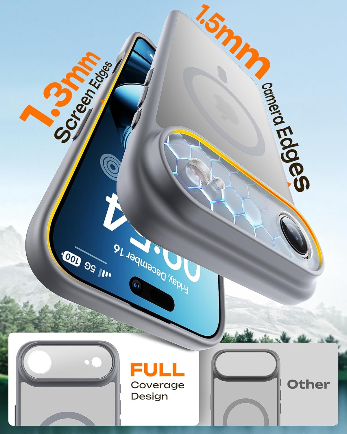 Coque Apple iPhone Air - Gris - Étui arrière magnétique mat Armor MagSafe avec protection pour appareil photo