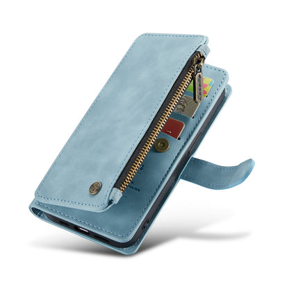 Apple iPhone 7 Hoesje - Aqua Blue - Luxe Bookcase met Rits en Telefoonkoord