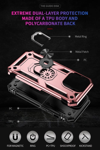 Apple iPhone 15 Pro Max Hoesje - Rosegoud - Armor Kickstand Back Cover