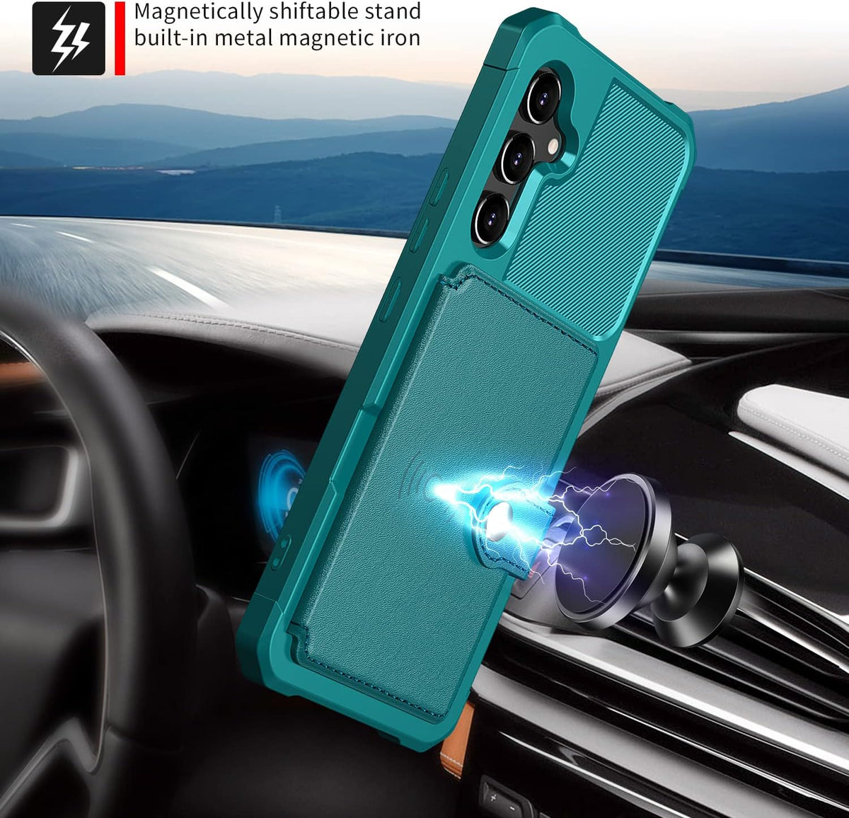 Samsung Galaxy A54 Hülle - Türkis - Backcover mit Kartenfach und Handyband