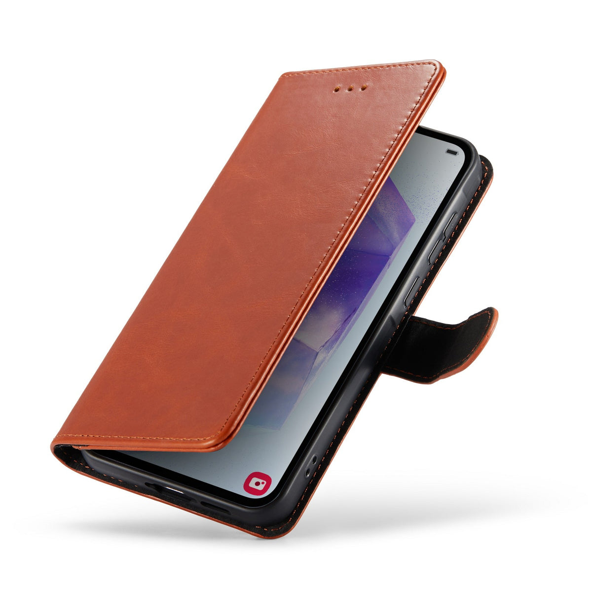 Samsung Galaxy A55 Hoesje - Sienna Brown - Echt Leren Bookcase