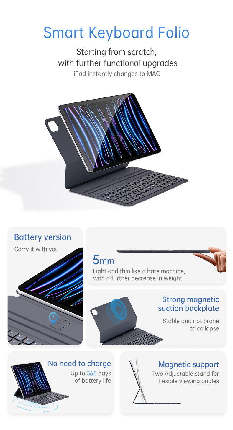iPad 11 inch (2025) - Grijs - Keyboard Case