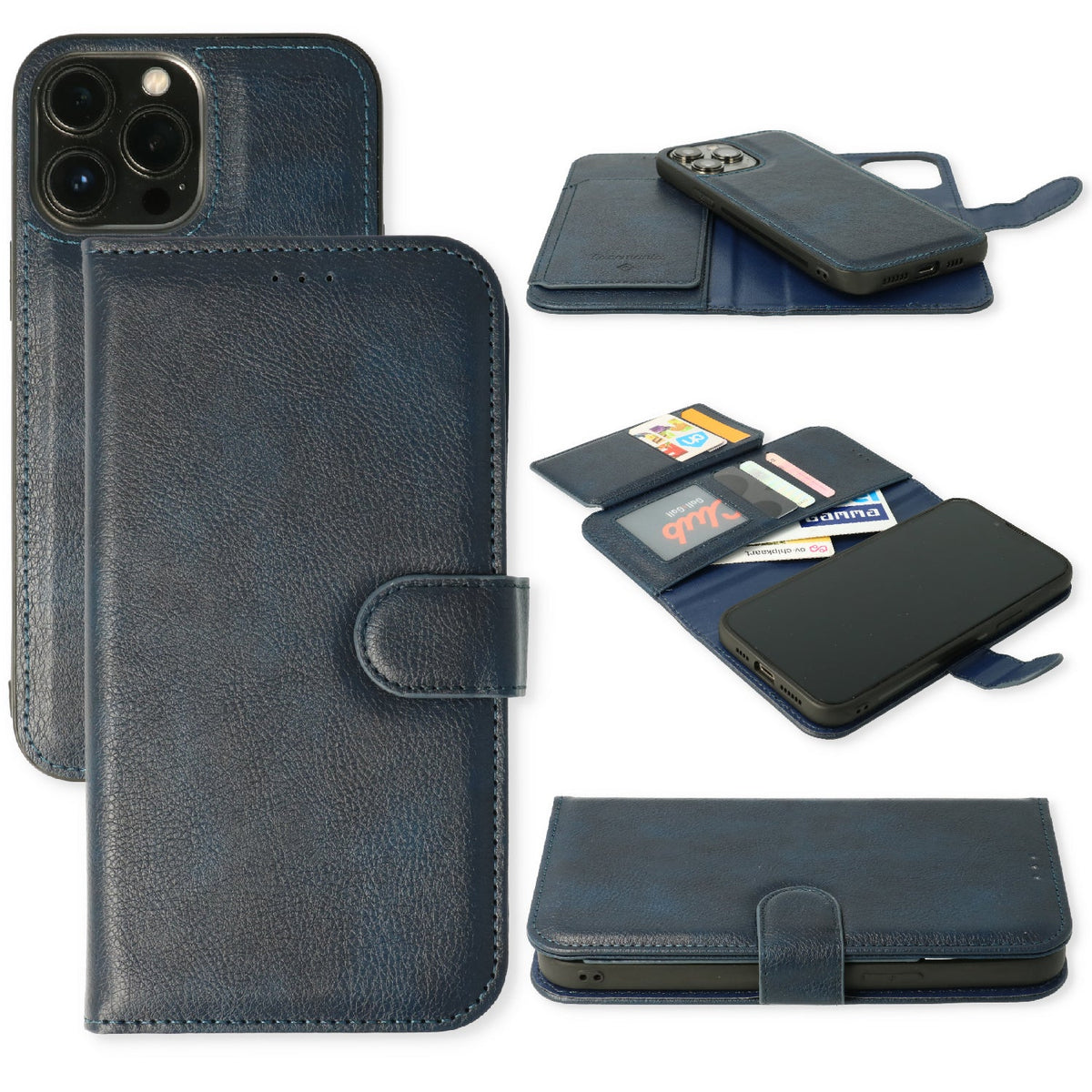 Apple iPhone 13 Pro Hoesje - Blauw - 2 in 1 Bookcase met 10 Kaart Vakken