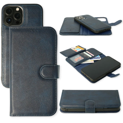 Apple iPhone 13 Pro Max Hoesje - Blauw - 2 in 1 Bookcase met 10 Kaart Vakken