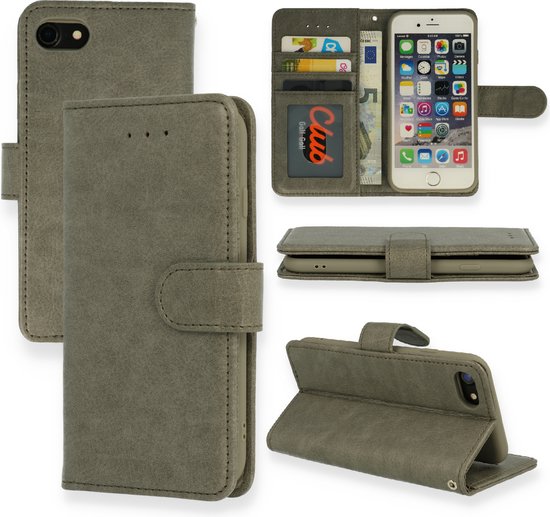 iPhone SE 2022 Hoesje - Grijs - Luxe Portemonnee Bookcase