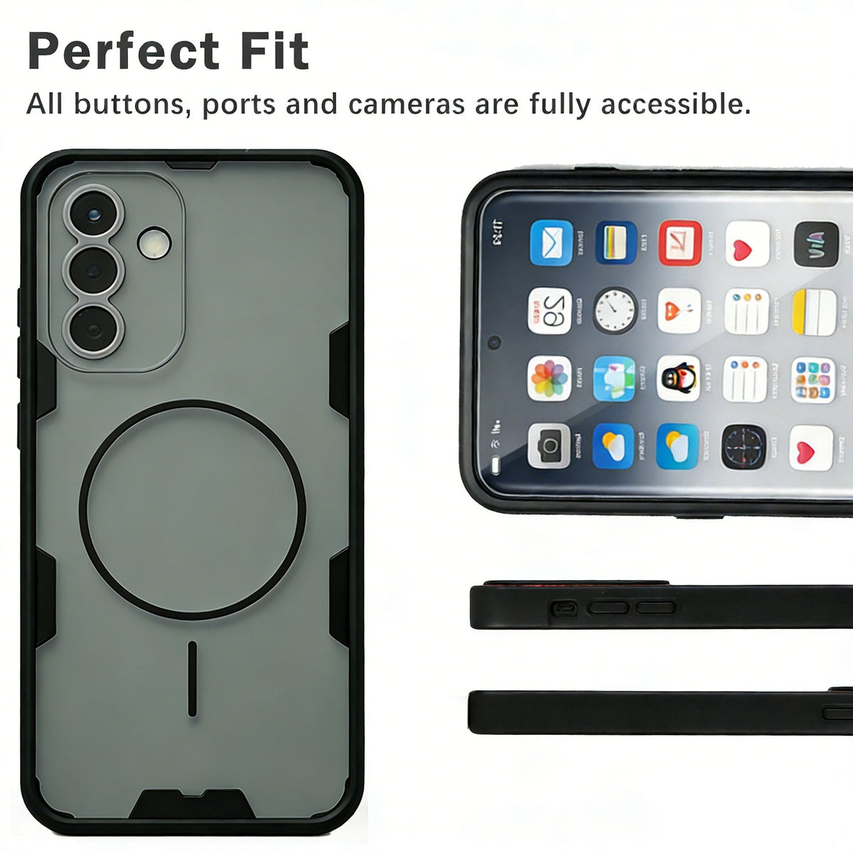Samsung Galaxy A17 Hoesje - Transparant | Zwart - Frosted Matte Hardcase MagSafe Back Cover