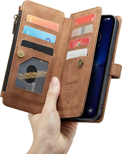Apple iPhone 13 Pro Max Case - Sienna Brown - Luxury Wallet Case with Zipper