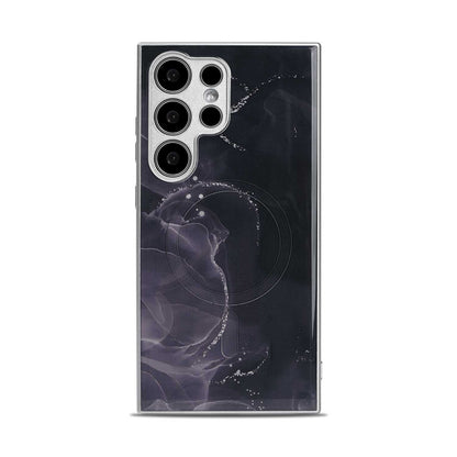 Samsung Galaxy S24 Ultra Hoesje - Zwart - Siliconen Marmer MagSafe Back Cover