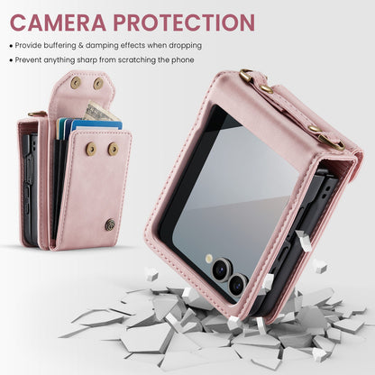 Samsung Galaxy Z Flip 7 Case - Pale Pink - Wallet Case with Phone Strap