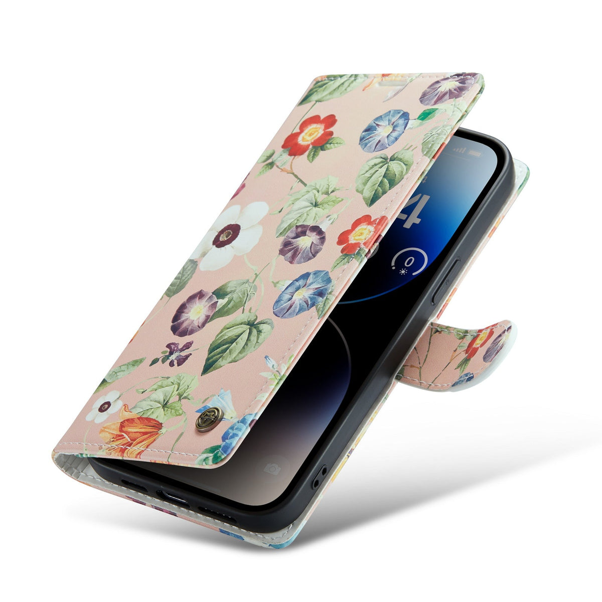 Apple iPhone 14 Pro Max Hülle - Blumen - Klapphülle mit Kartenfach und Print