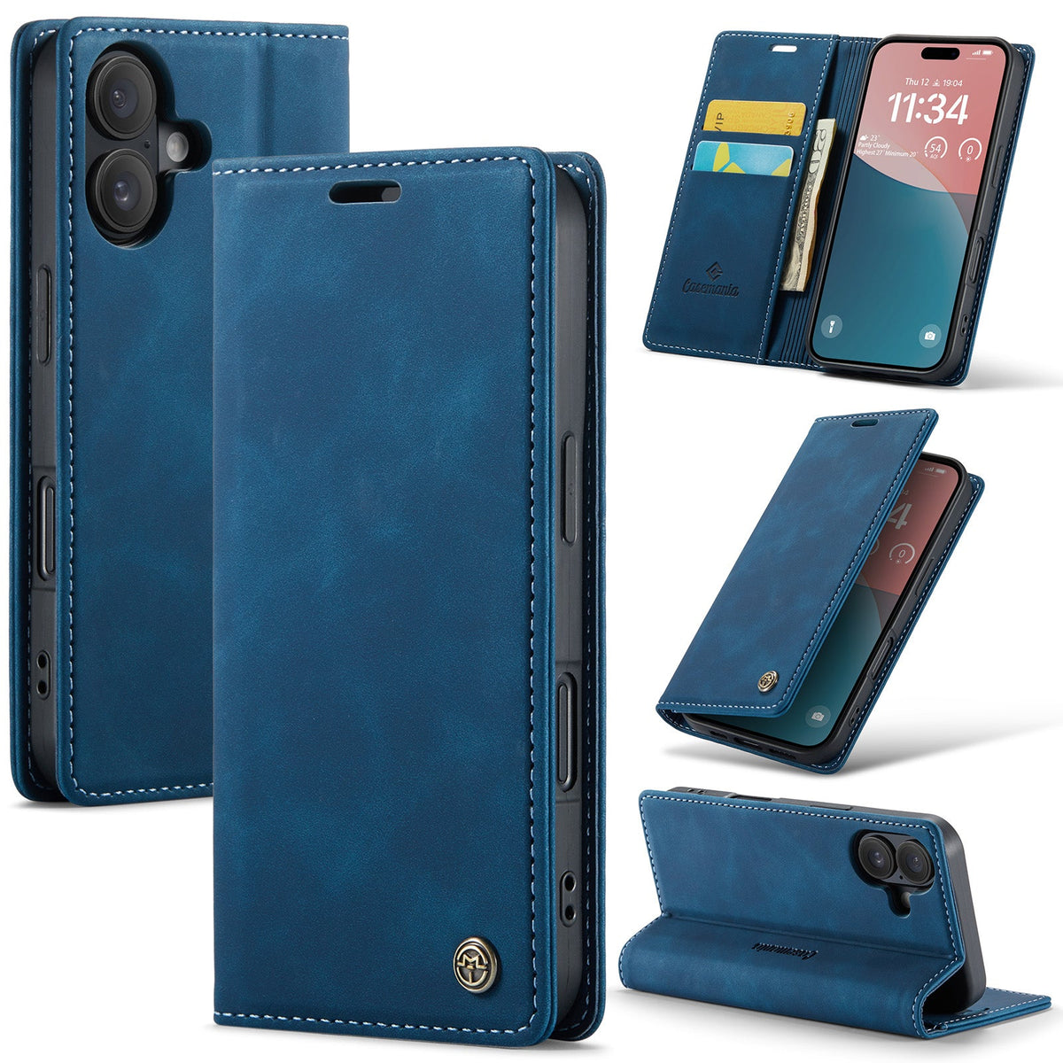 iPhone 16 Hoesje - Navy Blue - Dunne Bookcase