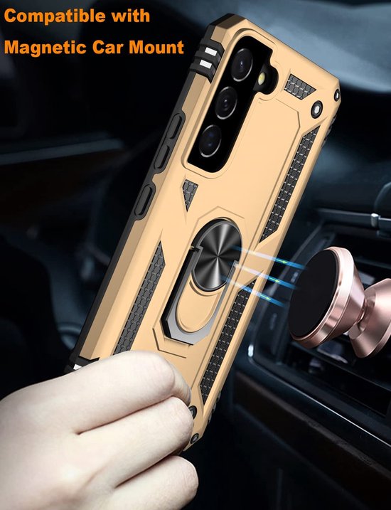 Samsung Galaxy S22 Plus Hoesje - Goud - Armor Kickstand Back Cover