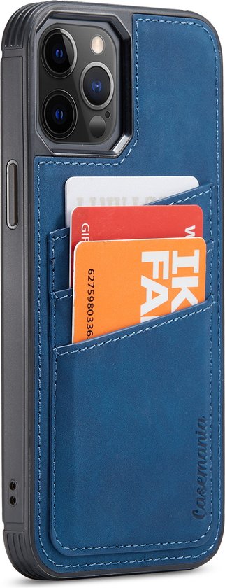Apple iPhone 12 Pro Max Hoesje - Navy Blue - Back Cover met Pasjeshouder