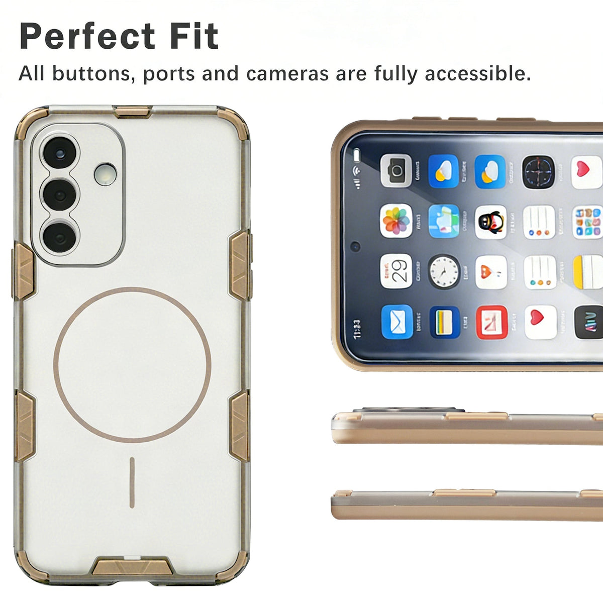 Samsung Galaxy A16 Hoesje - Transparant | Bruin - Frosted Matte Hardcase MagSafe Back Cover