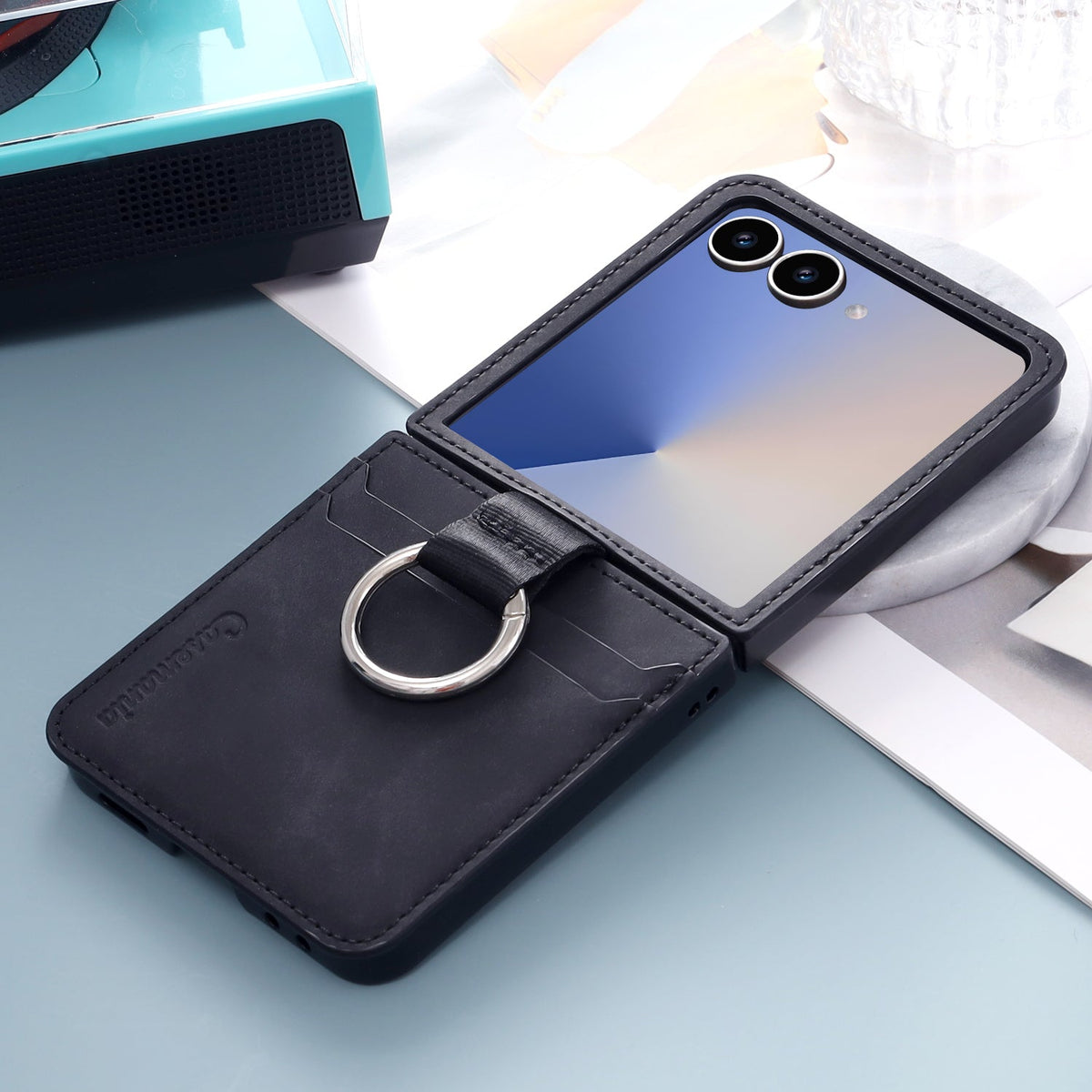 Samsung Galaxy Z Flip 7 Case - Charcoal Gray - Ring Kickstand Back Cover