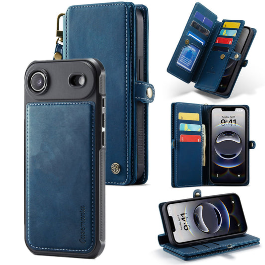 Apple iPhone Air Hülle - Navy Blue - Luxus-2-in-1-Klapphülle mit 10 Kartenfächern und Handschlaufe